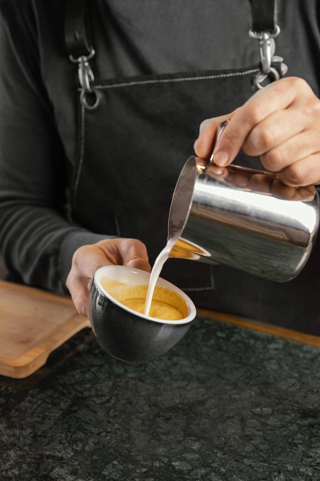 Perfect signature coffee brew with latte art